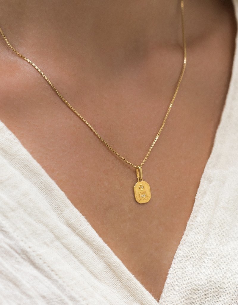 Leah Alexandra Square Love Token Necklace - Gold