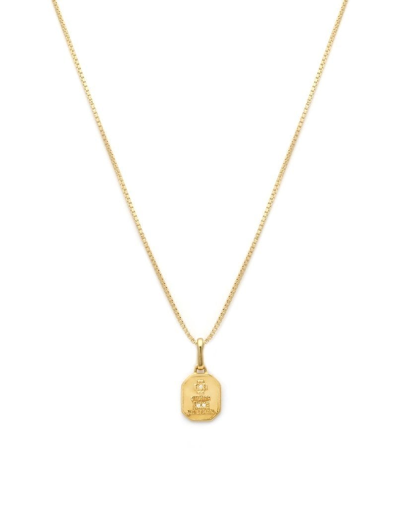 Leah Alexandra Square Love Token Necklace - Gold