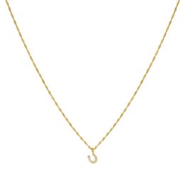 Leah Alexandra Leah Alexandra - Tiny Horseshoe Necklace 9k Solid Gold & Diamond