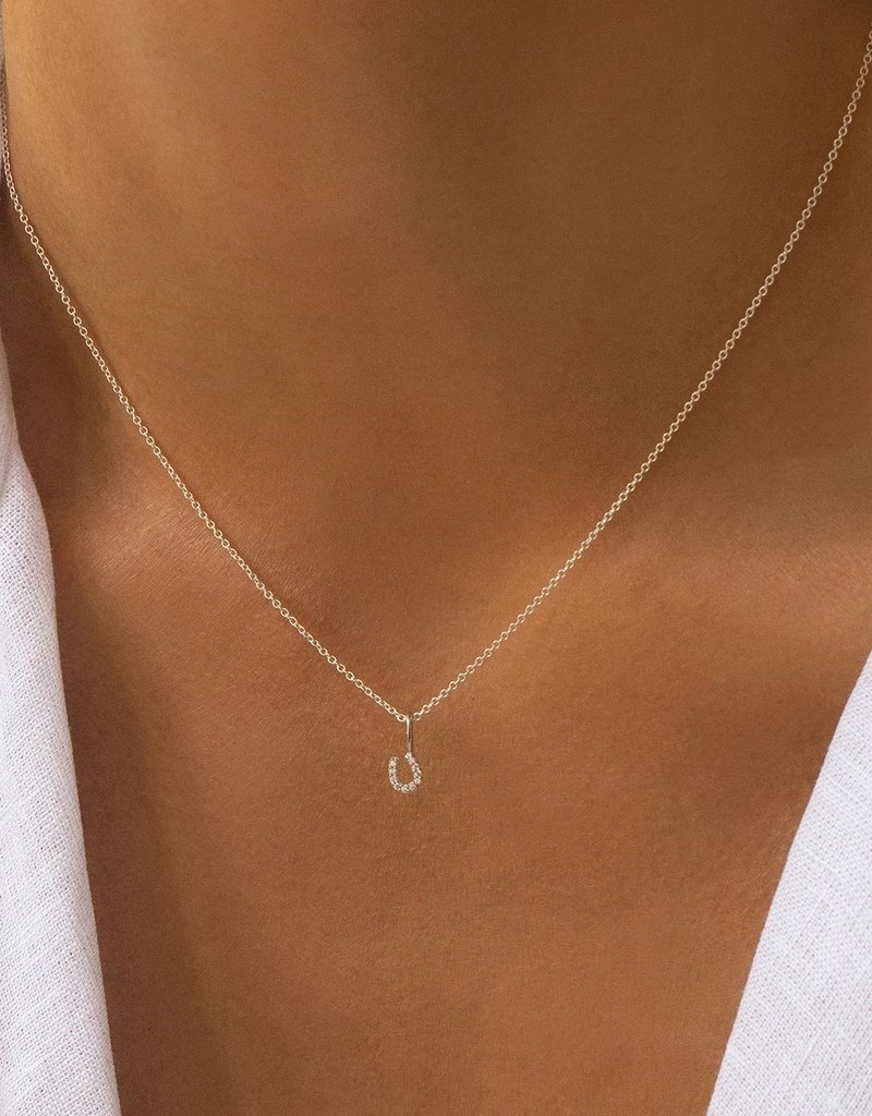 Leah Alexandra Tiny Horseshoe Necklace - CZ