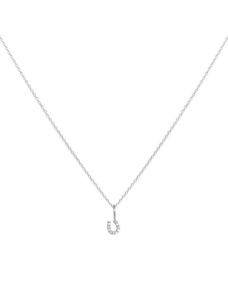 Leah Alexandra Tiny Horseshoe Necklace - CZ