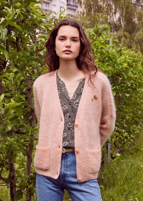 Des Petits Hauts Des Petits Hauts - Brunetta Peony Merino Wool Cardigan (Small & Medium)