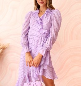 Adelyn Rae Tasha Asymmetrical Ruffled Dot Dress *Only One Left - XS*