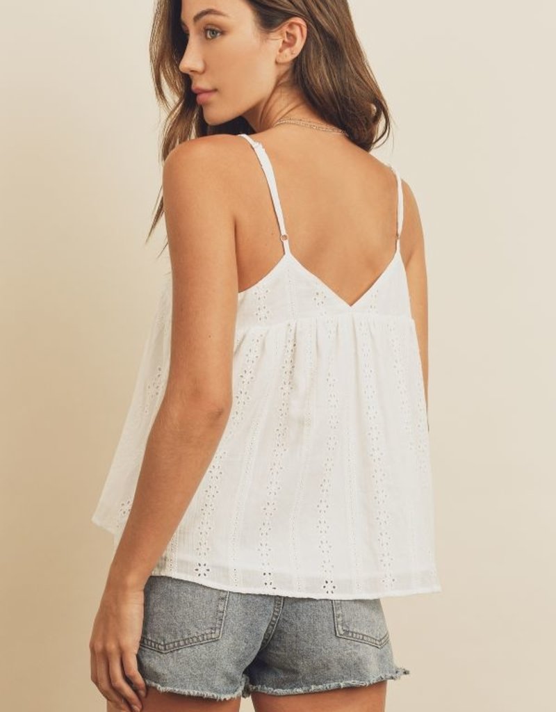 Dress Forum Christie Striped Eyelet Cami Top in White