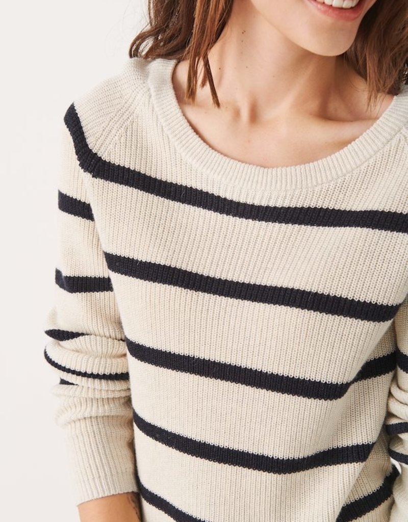 Part Two Malea Striped Sweater in Navy Stripe