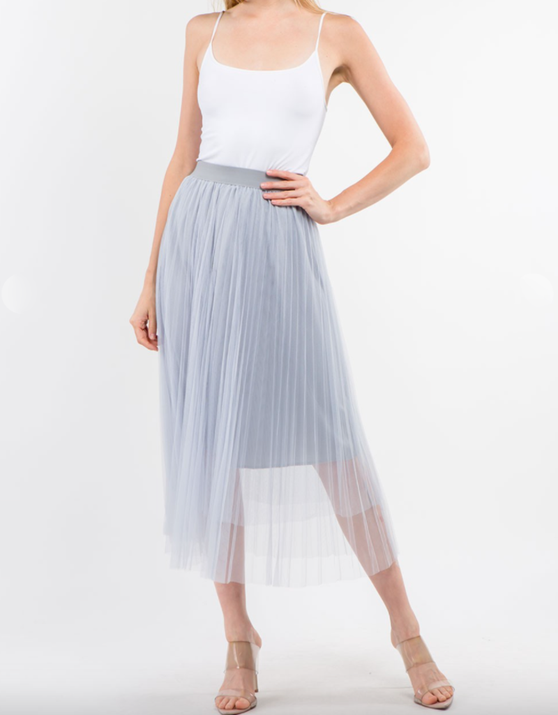 Layered Tulle Midi Skirt With Elastic Waist - Adorn Boutique