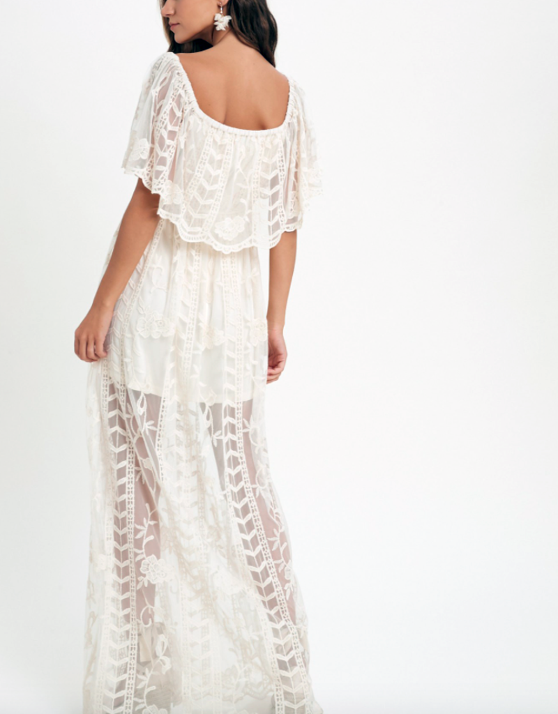 Dress Day Rowan Lace Off-The-Shoulder Maxi Dress in White