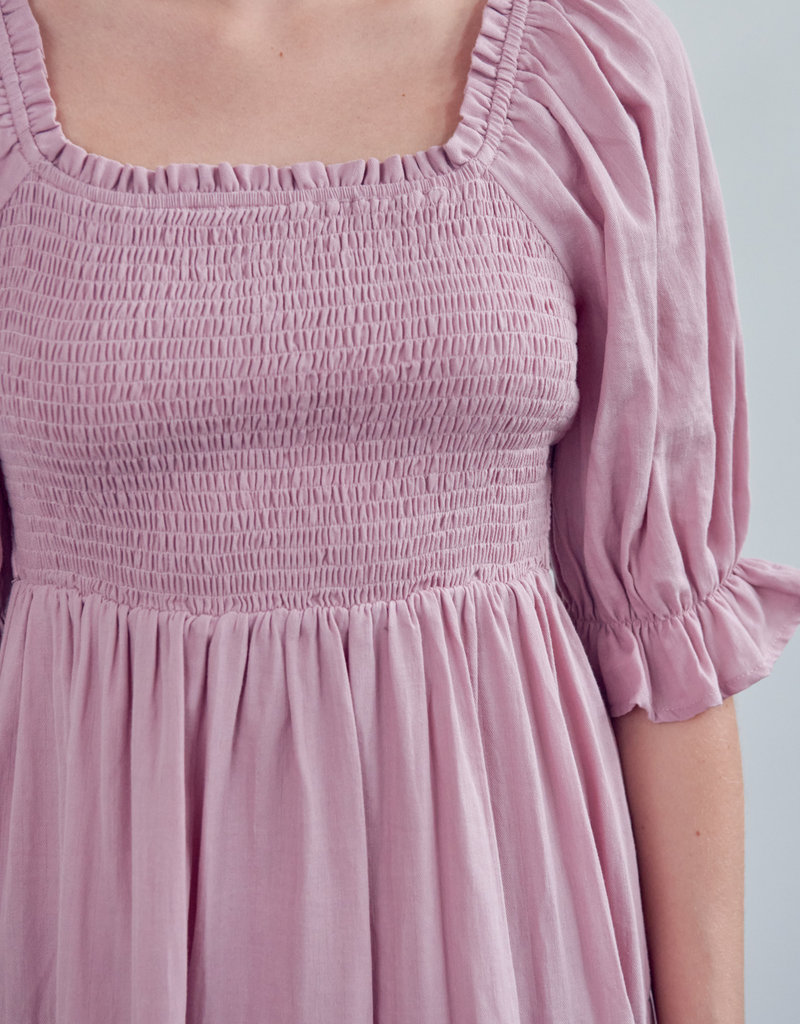 Polagram Maisey Square Neck Bubble Sleeve Tiered Maxi Dress