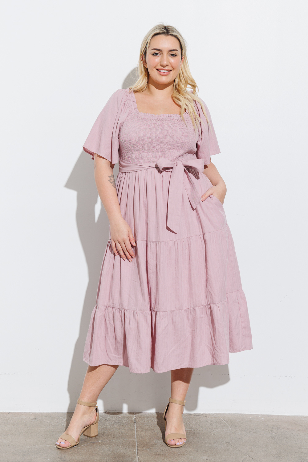 Maisey Square Neck Bubble Sleeve Tiered Maxi Dress - Adorn Boutique