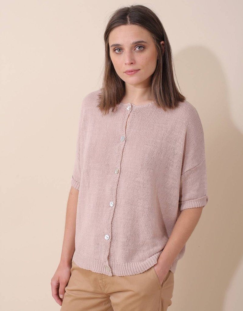 Indi and Cold Liz Short Sleeve Linen Cardigan (FINAL SALE)