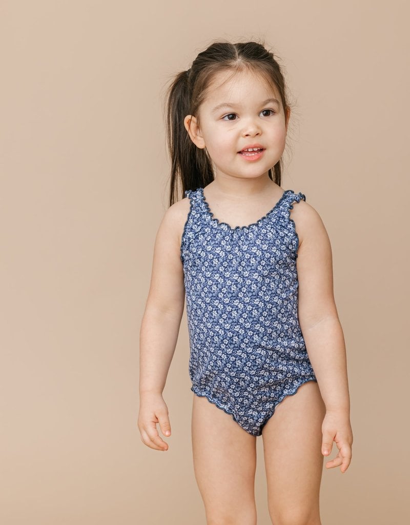 SJ-B2004 Kids One Piece Bathing Suits Flounce Hollow Girls