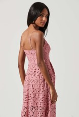 ASTR Kenna Lace Midi Dress in Rose Mauve