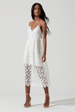ASTR Kenna Lace Midi Dress in White