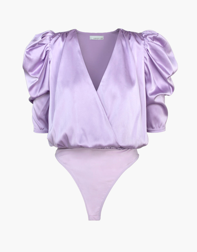 Lila Satin Puff Sleeve Bodysuit - Adorn Boutique