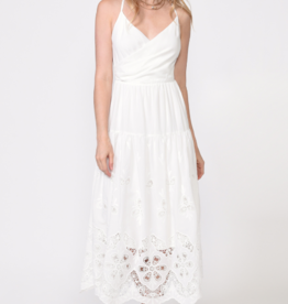Adelyn Rae Tania Embroidered Scalloped Tiered Midi Dress