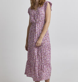 B.Young Joella Frill Midi Dress in Purple Floral