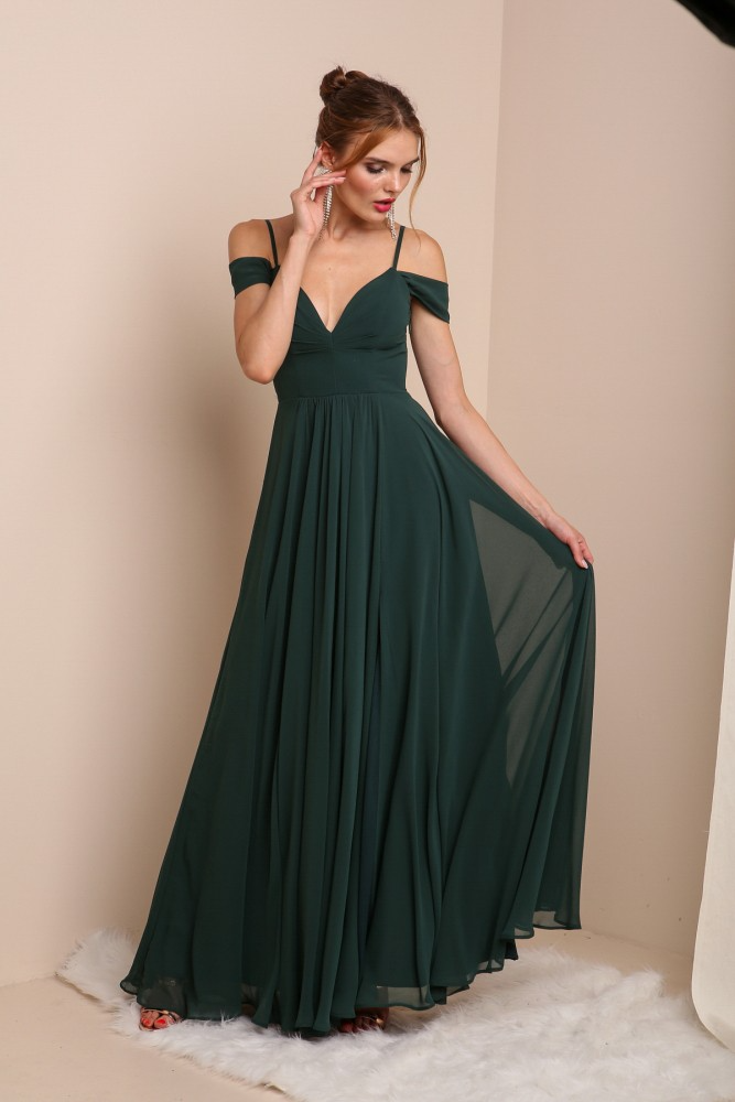 Petite Emerald Green Satin Wrap Detail Maxi Dress