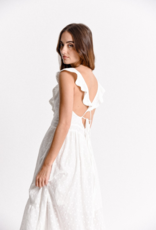 Molly Bracken Rianne Romantic White Eyelet Midi Dress (FINAL SALE)