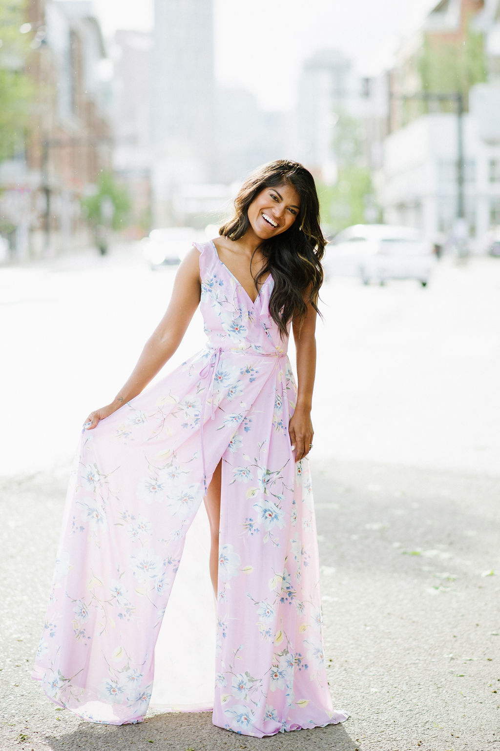 Buy Twenty Dresses by Nykaa Fashion Pink Floral Printed V Neck Fit And  Flare Midi Wrap Dress Online