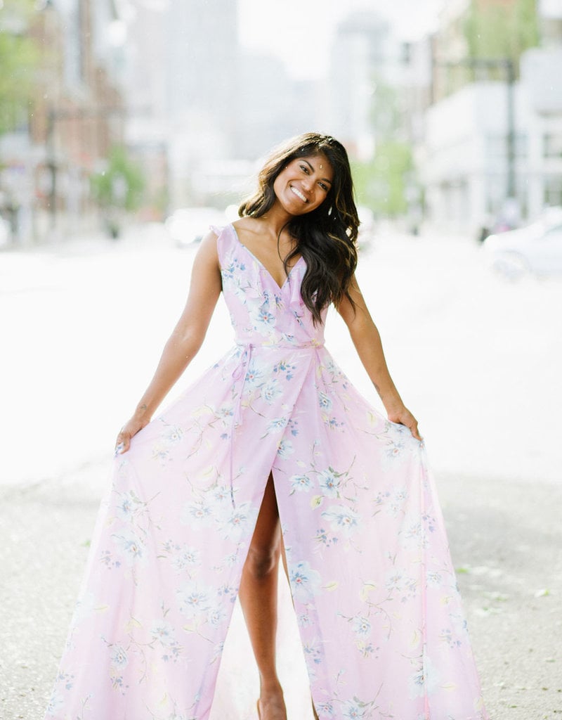 Lavender floral discount maxi dress