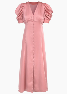 Adelyn Rae Lacey Puff Sleeve Satin Dress
