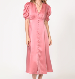 Adelyn Rae Lacey Puff Sleeve Satin Dress *Two Colours*