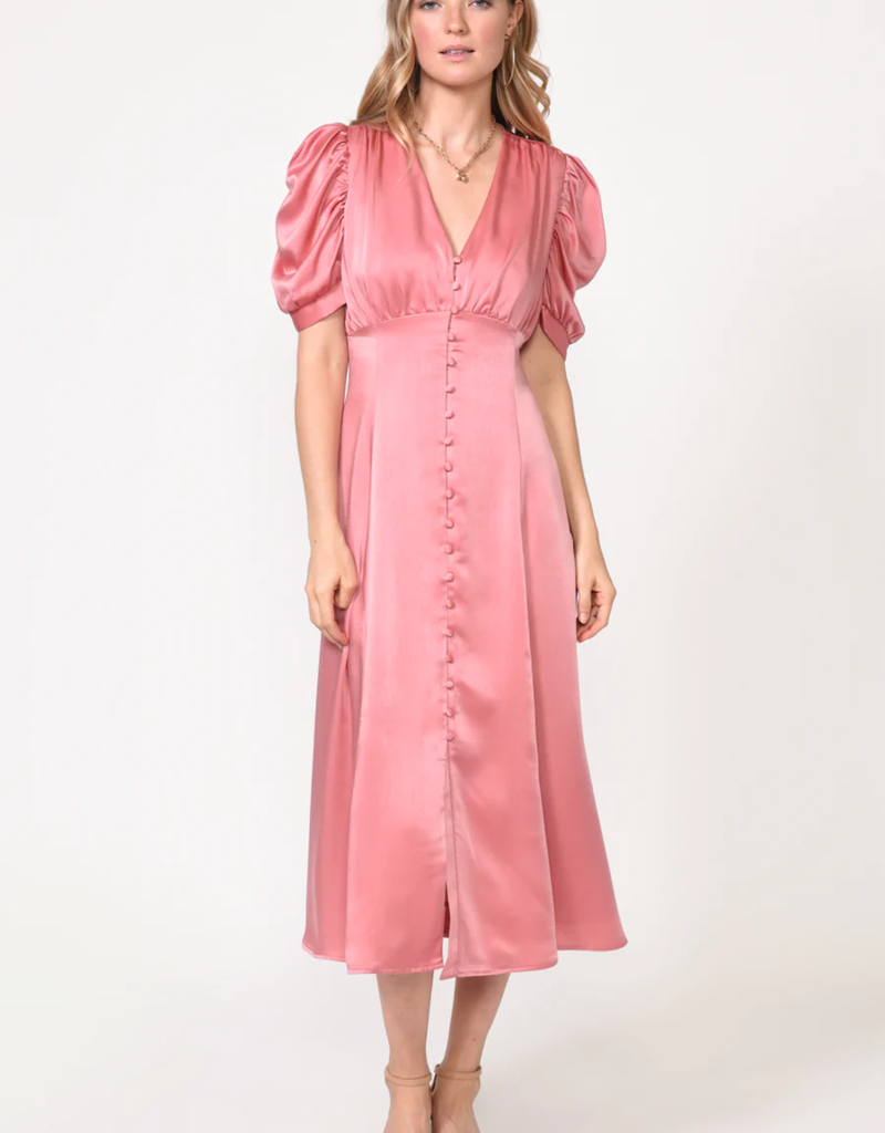 Adelyn Rae Lacey Puff Sleeve Satin Dress (FINAL SALE)
