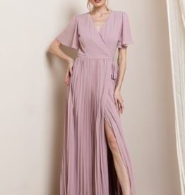Soieblu Georgia Pleated Maxi Wrap Dress in Dusty Rose