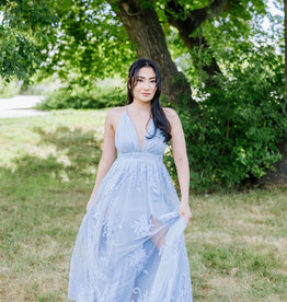 Luxxel Halle Maxi Dress in Light Blue *Only Large Left* *Fits Small*