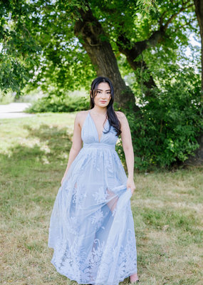 Luxxel Halle Maxi Dress in Light Blue *Only Large Left* *Fits Small*