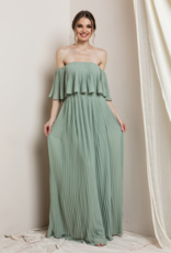 Soieblu Leah Pleated Off-the-Shoulder Gown