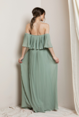 Soieblu Leah Pleated Off-the-Shoulder Gown