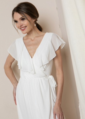 Soieblu Raya Ruffle Wrap Maxi Dress in White *Only One Left - Small*