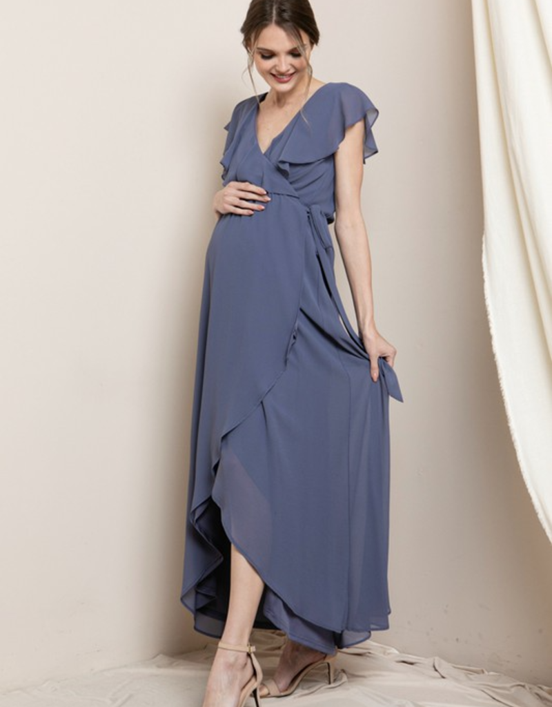 Soieblu Raya Ruffle Front Wrap Maxi Dress