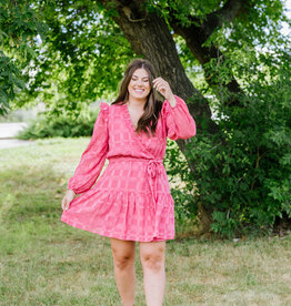 Adelyn Rae Mel Textured Ruffle Wrap Mini Dress *Only One Left - XS*