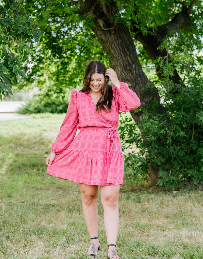 Adelyn Rae Mel Textured Ruffle Wrap Mini Dress (FINAL SALE)