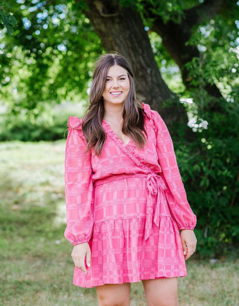 Adelyn Rae Mel Textured Ruffle Wrap Mini Dress (FINAL SALE)