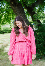 Adelyn Rae Mel Textured Ruffle Wrap Mini Dress (FINAL SALE)