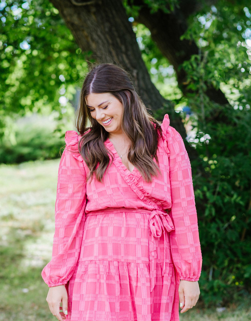 Adelyn Rae Mel Textured Ruffle Wrap Mini Dress (FINAL SALE)