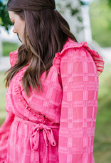 Adelyn Rae Mel Textured Ruffle Wrap Mini Dress (FINAL SALE)