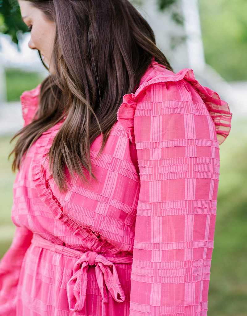 Adelyn Rae Mel Textured Ruffle Wrap Mini Dress (FINAL SALE)