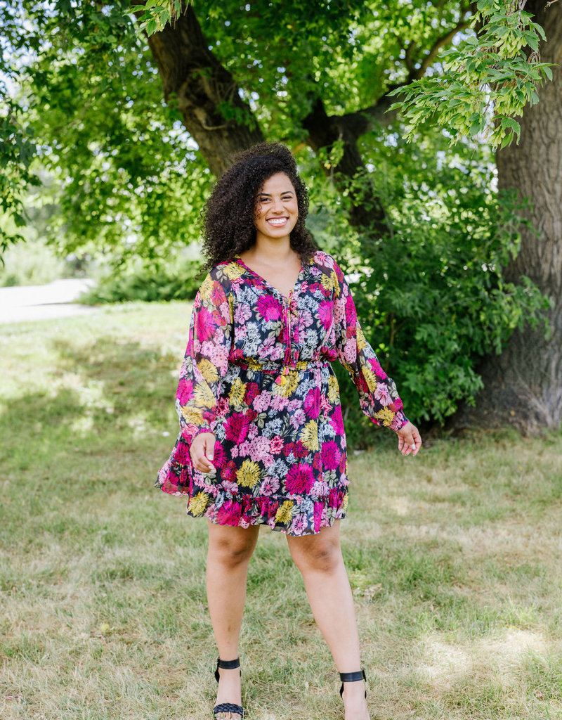 Lace up ruffle dress sales