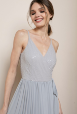 Soieblu Sequoia Sequin Wrap Dress in Blue-Grey (FINAL SALE)