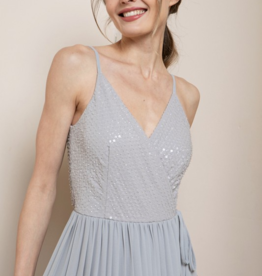 Soieblu Sequoia Sequin Wrap Dress in Blue-Grey