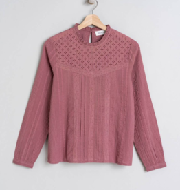 Indi and Cold Ophelia Openwork Floral Blouse