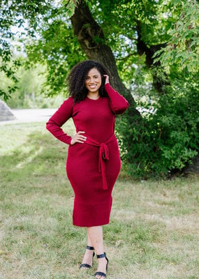 Tessa Bow Front Sweater Dress - Adorn Boutique