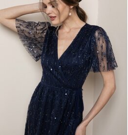 Soieblu Bianca Beaded Maxi Wrap Dress in Navy