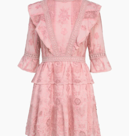 Adelyn Rae Rina Embroidered Mock Neck Tiered Dress