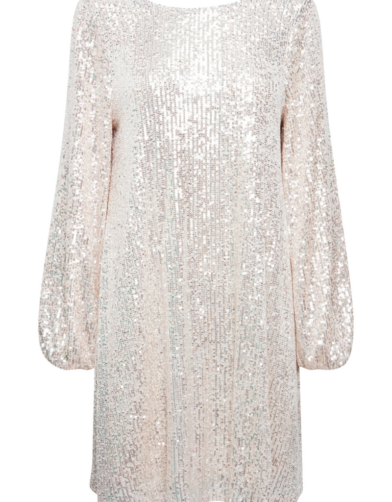 ICHI Fauci Sequin Mini Dress in Silver (FINAL SALE)