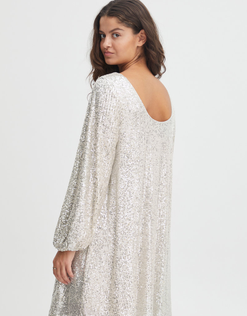 ICHI Fauci Sequin Mini Dress in Silver (FINAL SALE)